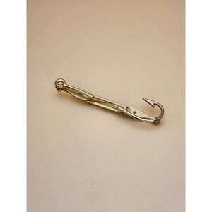 75 Yr Old ANSON Signed Fish Hook Gold Tone Tie Clip Bar Clasp FREE $HIPPING!!!💚